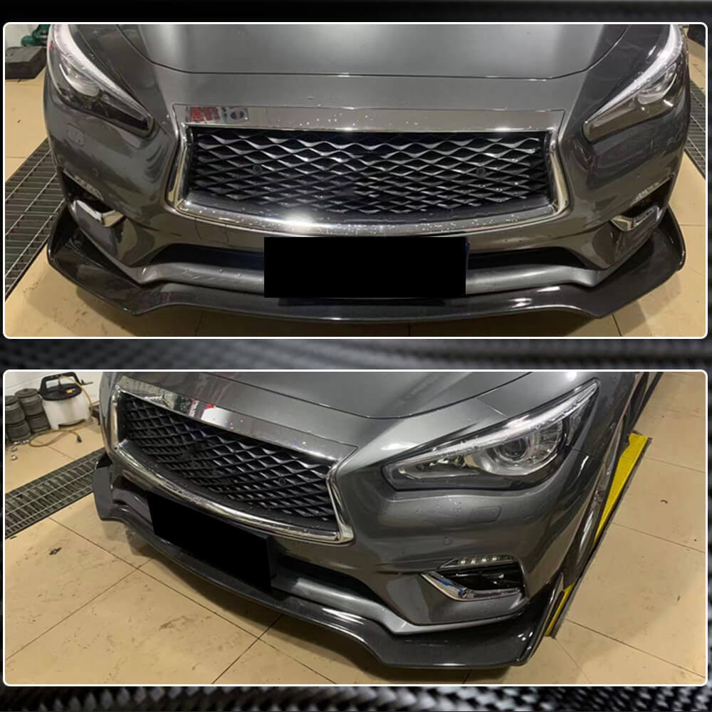 Lip V1 front bumper cover (for Q50 Base 2018-2023, Carbon) for Infiniti Q50/Q60 2013-2024 - image 5