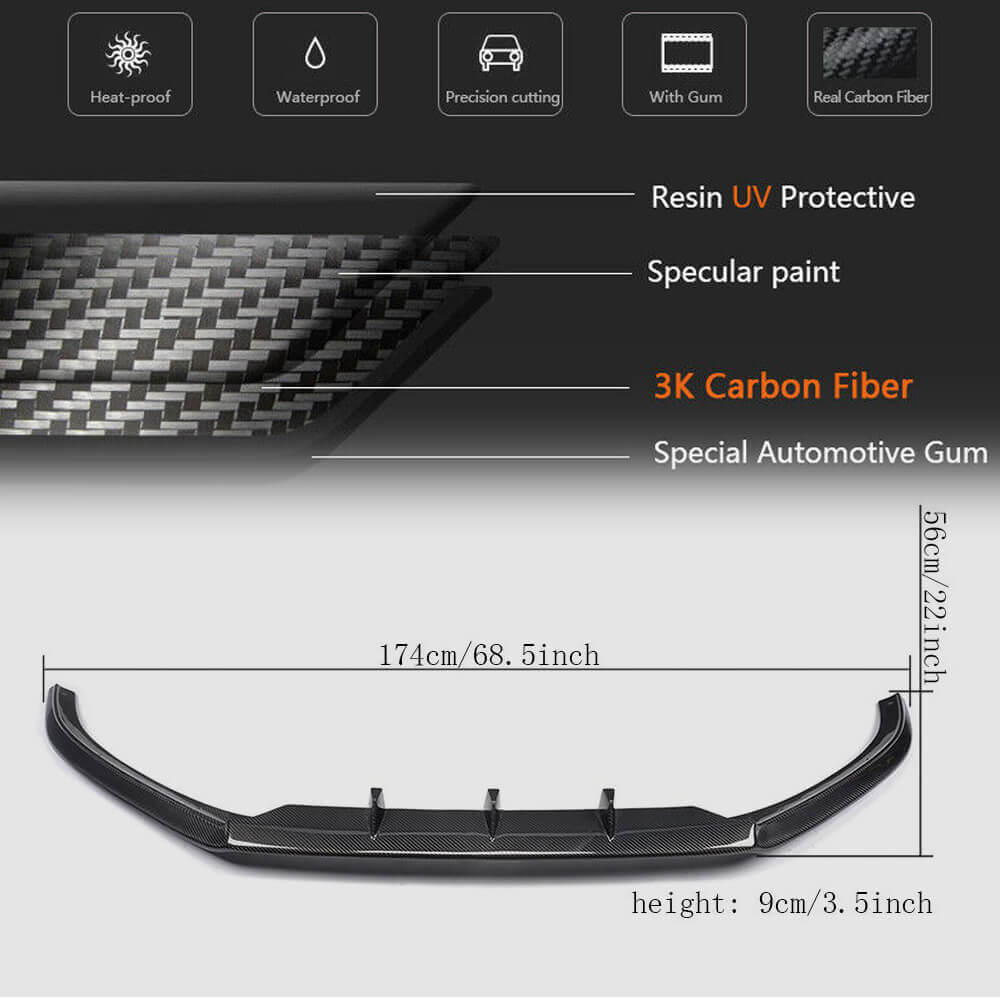 Front Bumper Lip V4 (for S-Line 2012-2015, Carbon) for Audi A5 2007-2015 - image 5