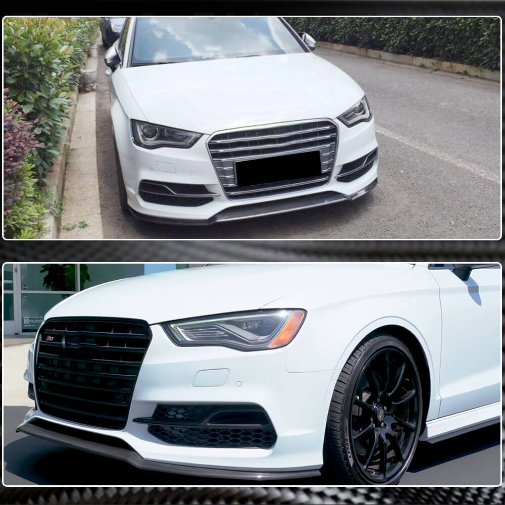 Front bumper lip Lip V1 (for S-Line Sedan 2012-2016, Carbon) for Audi A3 2012-2020 - image 5