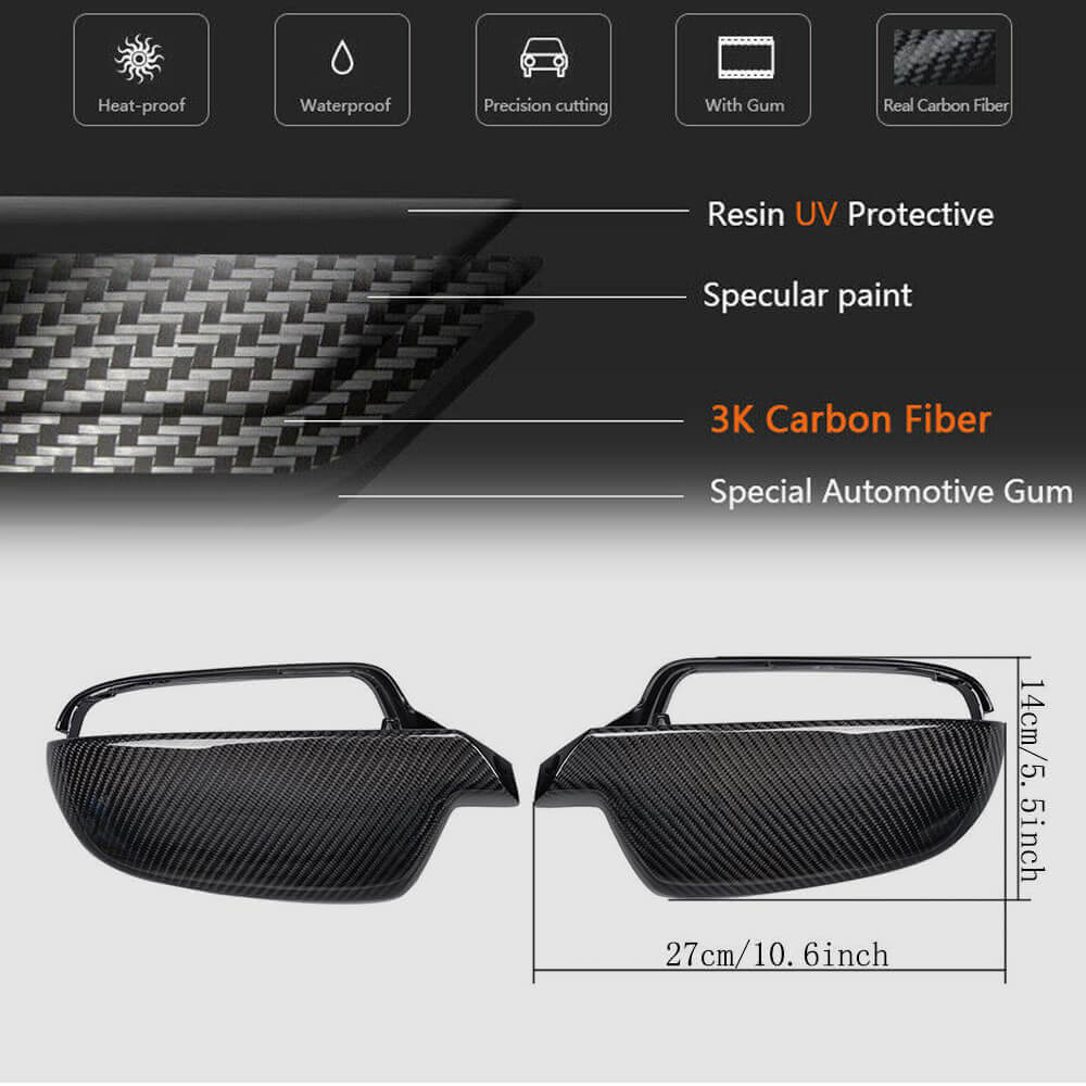 Mirror Covers (2011-2015, Carbon) for Audi A4 B8 2007-2015 - image 5