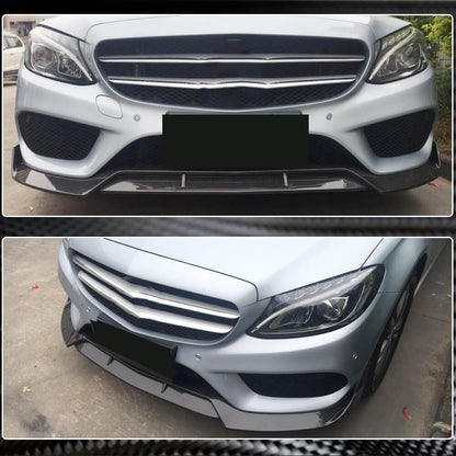 Front Bumper Lip V2 for C43 AMG 2015-2019 Carbon for Mercedes C-сlass W205 2014-2021 - image 5