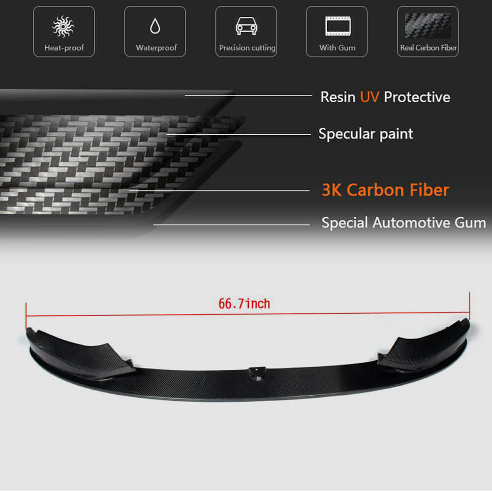 Front Bumper Lip V3 for M-Sport, Carbon for BMW 4 Series F32/F33/F36 2012-2020 - image 5
