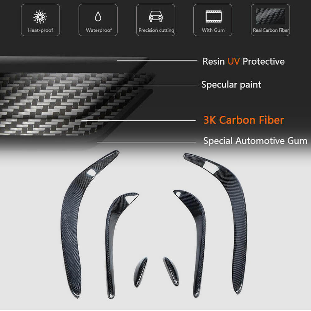 Covers on the front bumper (for C43 AMG 2015-2019, Carbon) for Mercedes C-class W205 2014-2021 - image 5