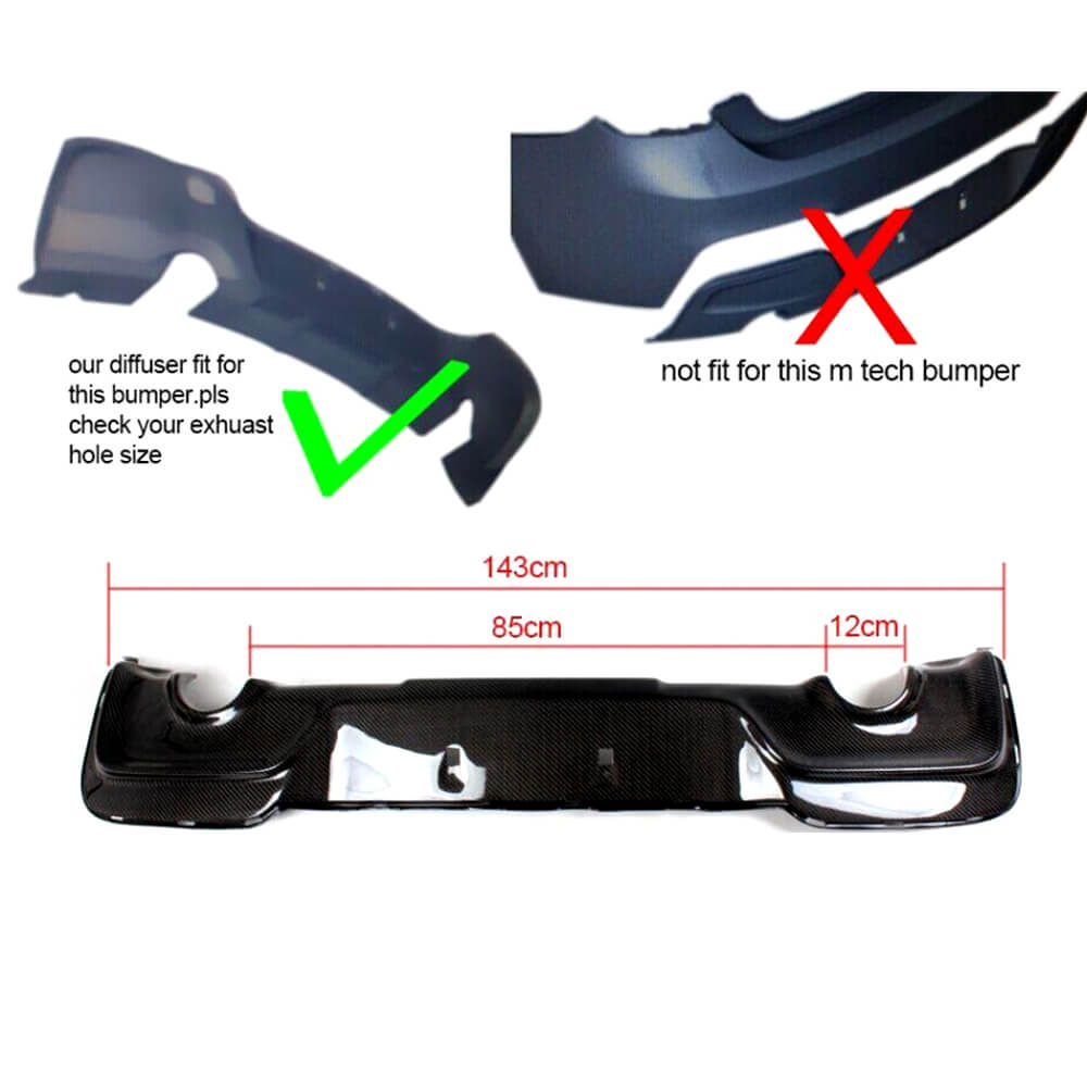 Rear Bumper Diffuser Carbon Fiber (2011-2015) for BMW 1 series F20/21 2011-2019 - image 5