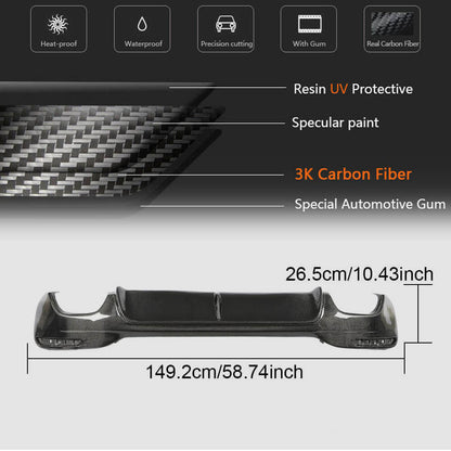Rear Bumper Diffuser V1 for M-Sport 2017-2020, Carbon for BMW 5 Series G30/31 2017-2023 - image 5