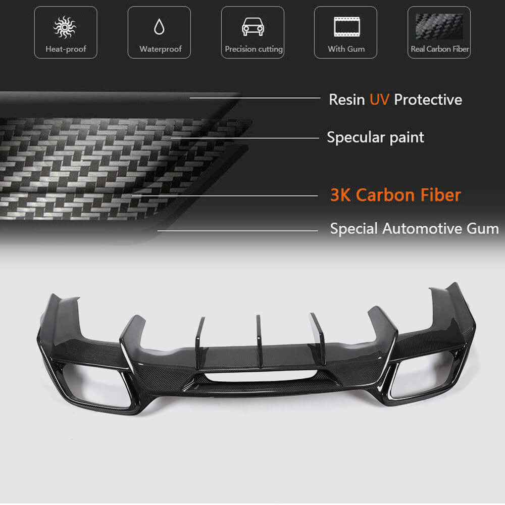 Rear bumper diffuser (for 2015-2017, Carbon) for Mercedes-AMG GT C190/R190 - image 5
