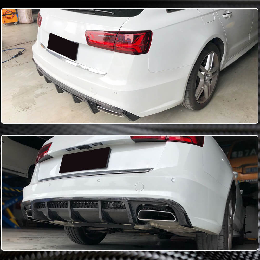 Rear bumper diffuser (for S-Line SW 2014-2018, Carbon) for Audi A6 C7 2011-2017 - image 5