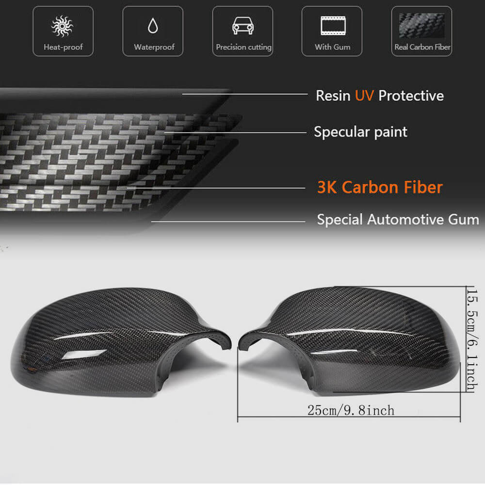 Mirror Covers Pair Carbon Fiber V2 (2008-2011) for BMW 3 series E-90/91/92/93 2005-2011 - image 5