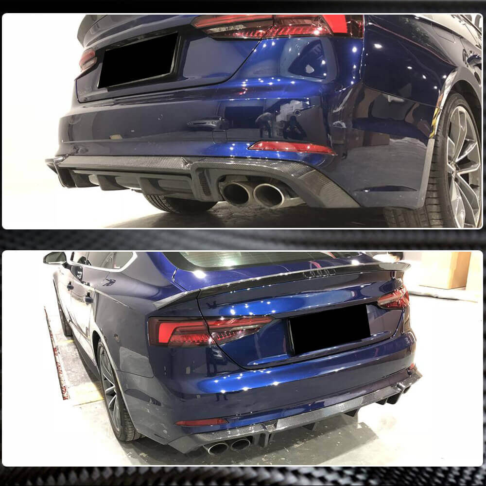 Rear Bumper Diffuser V2 (for S-Line 2016-2020, Carbon) for Audi A5 2016-2025 - image 5