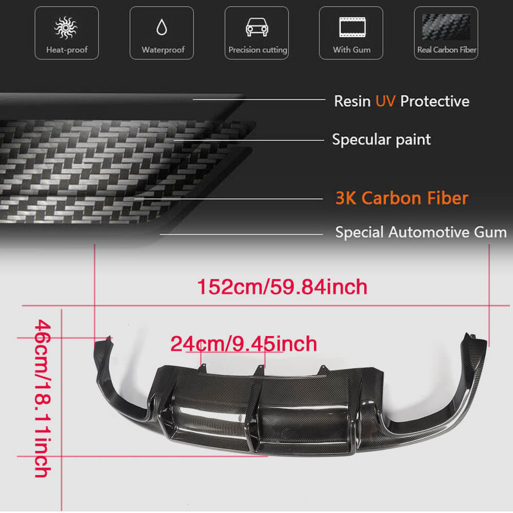 Rear Bumper Diffuser V3 (for S-Line 2012-2015, Carbon) for Audi A5 2007-2015 - image 5