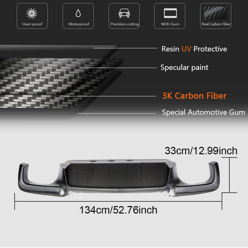 Rear Bumper Diffuser V2 for F10 M5, Carbon for BMW 5 Series F-10/11/07 2010-2016 - image 5