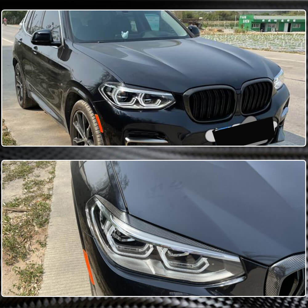 Headlight Eyebrows Lamp Eyelids Carbon Fiber V1 for BMW X3 G01 2018- - image 5