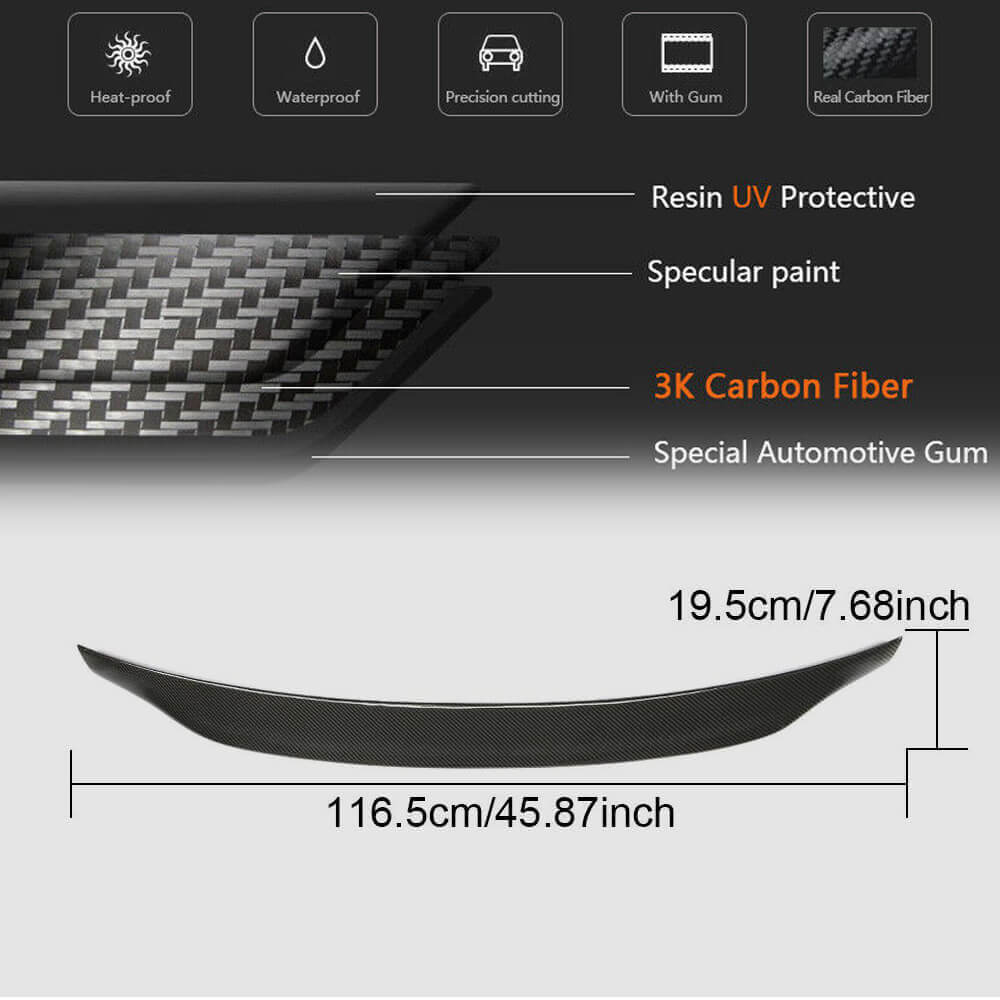 V7 Spoiler (for Sedan, Carbon) for Audi A3 2012-2020 - image 5
