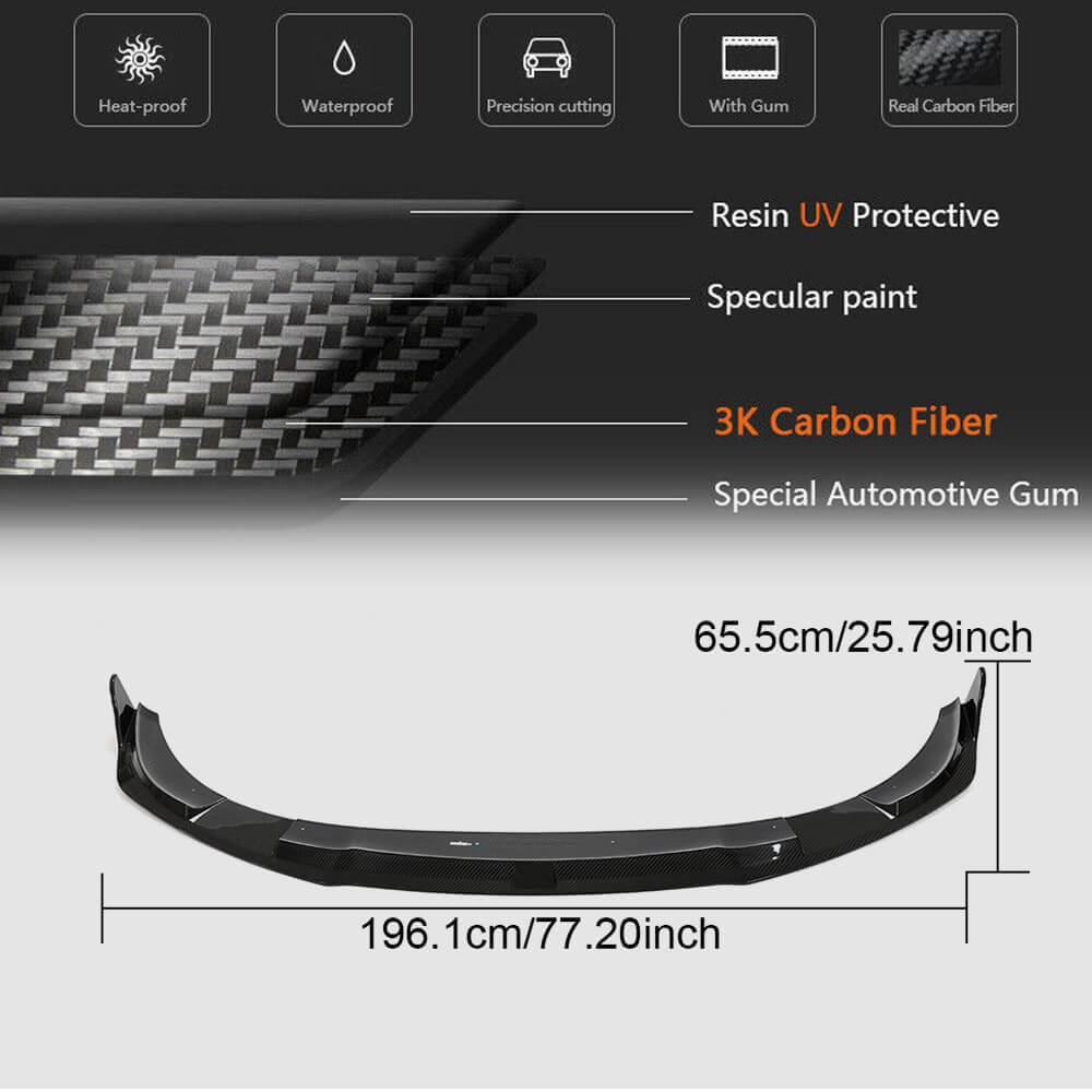 Front Bumper Lip Spoiler (for 2019-2024 Turbo S, Carbon) for Porsche Taycan 2019- - image 5