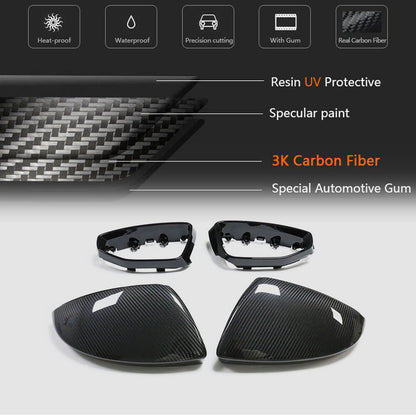 Replacement Mirror Covers LHD Dry Carbon Fiber V1 for Audi A6 C8 2018- - image 5