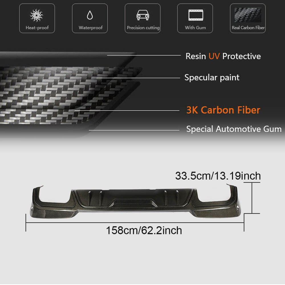 Rear Bumper Diffuser Carbon Fiber (for factory M Sport/M Tech) for BMW X3 G01 2018- - image 5