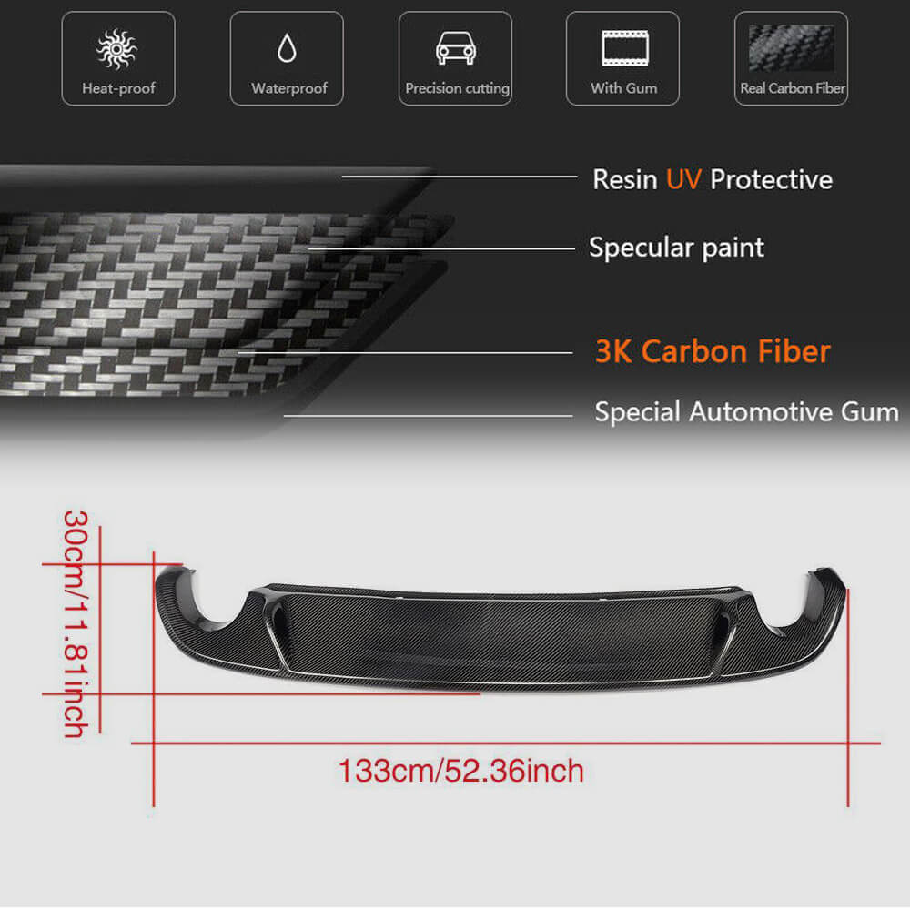 Rear Bumper Diffuser V2 for GTI HB 2010-2013, Carbon for Volkswagen Golf 6 2008-2014 - image 5