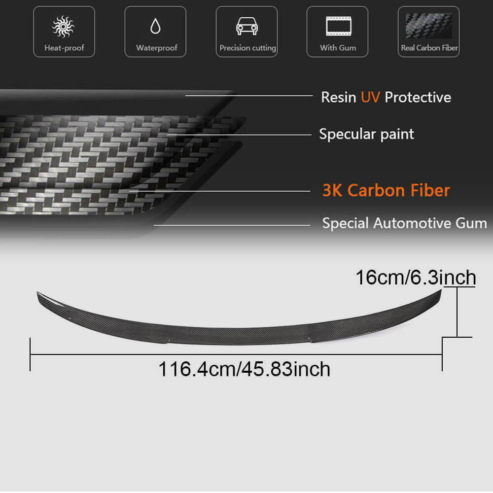 Spoiler V2 (for Sedan, Carbon) for Audi A3 2012-2020 - image 5
