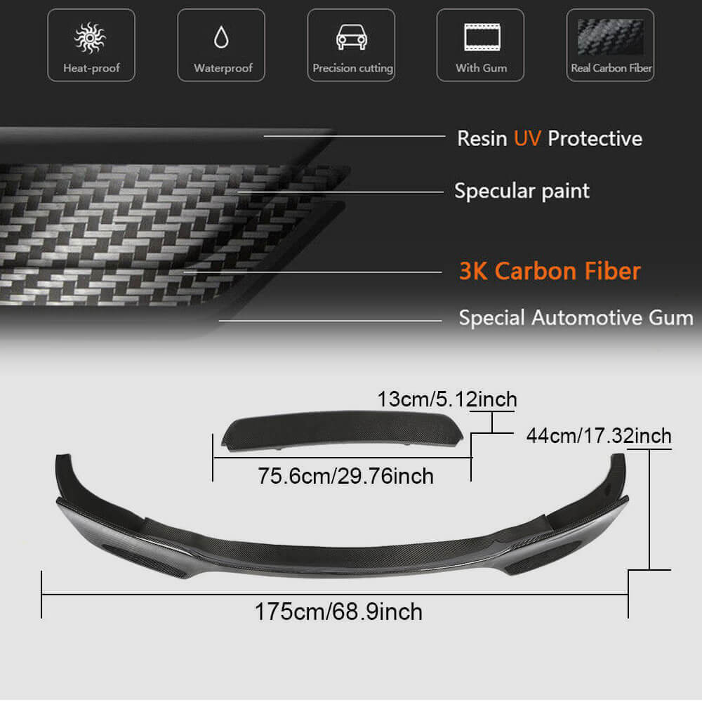 Front Bumper Lip V1 for F10 M5, Carbon for BMW 5 Series F10/F11 2010–2016 - image 5