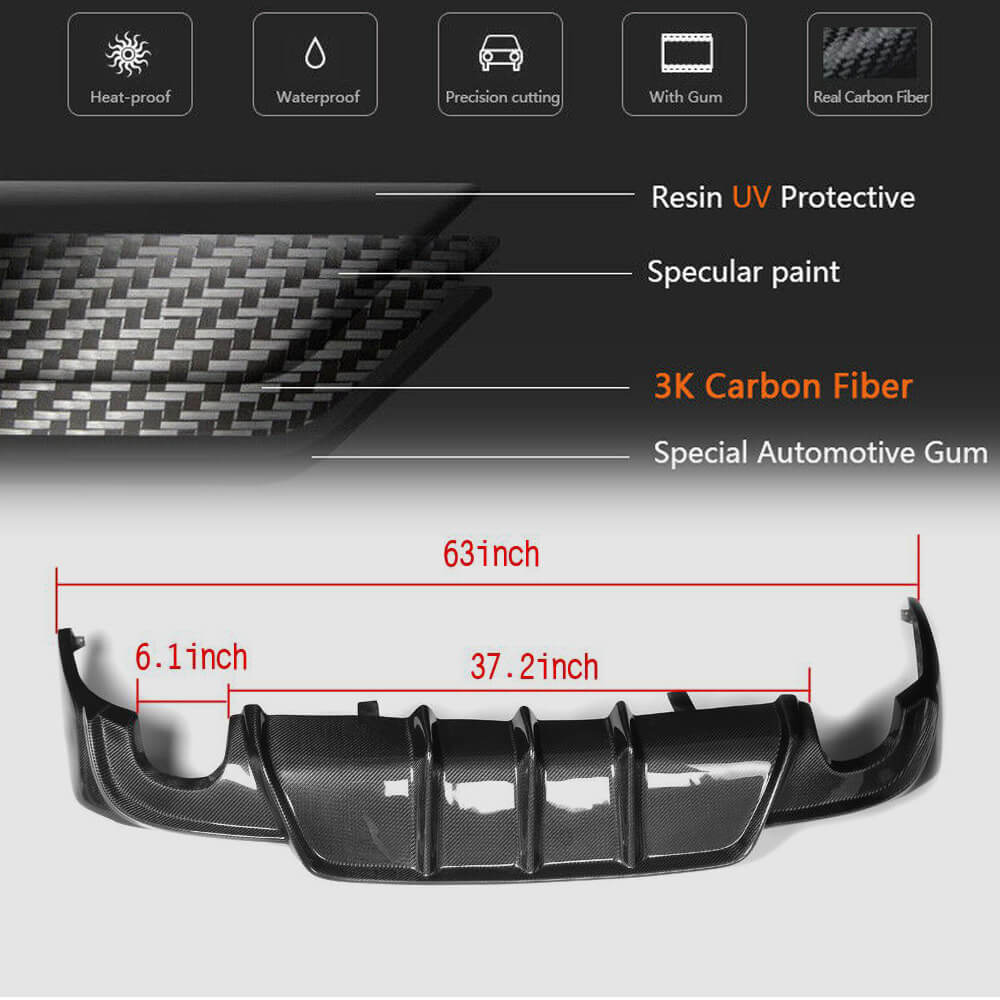 Rear Bumper Diffuser V1 for Base/F-Sport 2013-2016, Carbon for Lexus IS 2013- - image 5