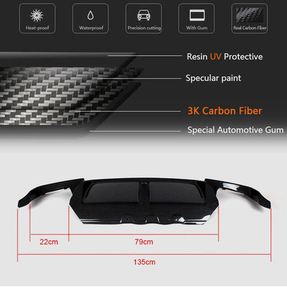 Rear Bumper Diffuser Carbon Fiber V7 (for M5) for BMW 5 series F-10/11/07 2010-2016 - image 5