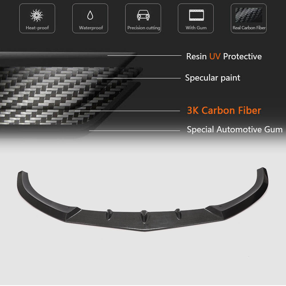 Front Bumper Lip V1 for SD C63 AMG 2015-2019 Carbon for Mercedes C-сlass W205 2014-2021 - image 5
