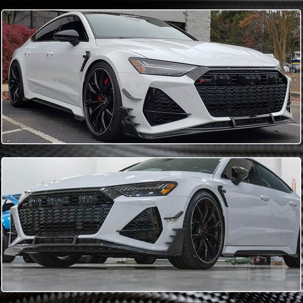 Front bumper lip V1 (for RS7 2018-2022, Dry carbon) for Audi A7 2018- - image 5
