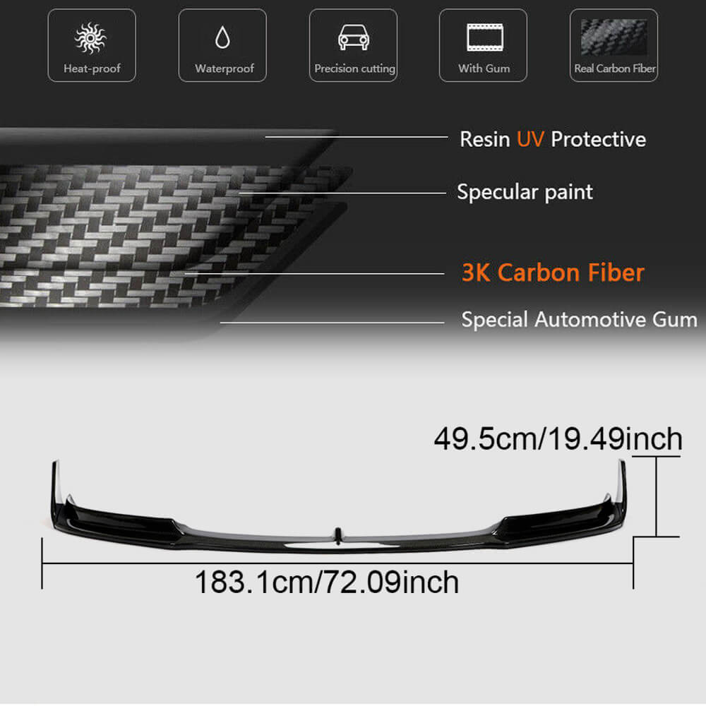 Front Bumper Lip Carbon Fiber V3 (2016-2022) for Tesla Model 3 - image 5
