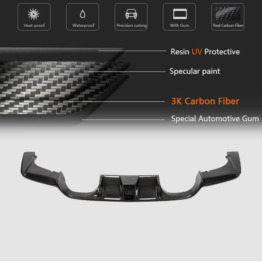 Rear Bumper Diffuser With Brake Light Carbon Fiber V12 (for F82/F83) for BMW 4 series F-32 2012-2020 - image 5