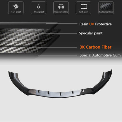 Front Bumper Lip V1 for E63 AMG 2016-2019 Carbon for Mercedes E-сlass W213 2016-2023 - image 5