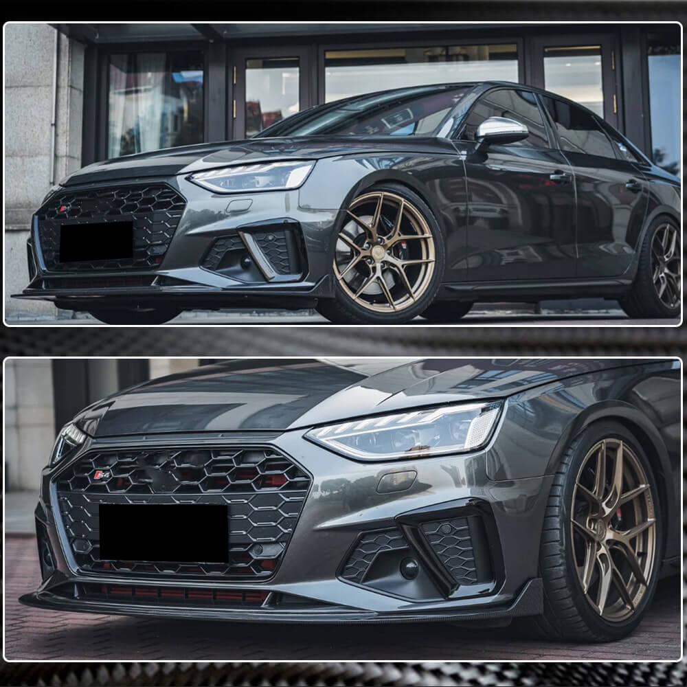 Front bumper lip Lip V1 (for S-Line Sedan 2019-2024, Carbon) for Audi A4 B9 2015-2024 - image 5