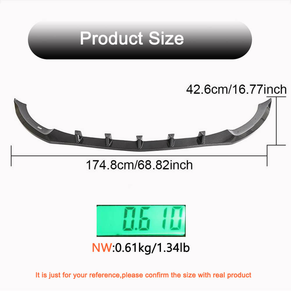 Lip V2 front bumper cover (for SD Base 2019-2021, Carbon) for Mercedes C-class W205 2014-2021 - image 5