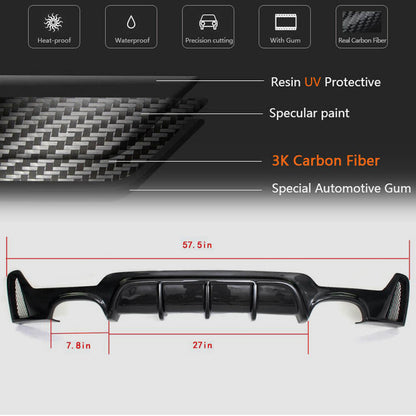 Rear Bumper Diffuser Carbon Fiber V1 (M-Sport) for BMW 4 series F-32 2012-2020 - image 5