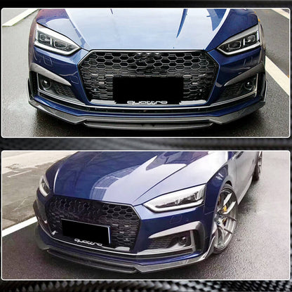 Front Bumper Flap V1 Extensions (for S-Line 2016-2020, Carbon) for Audi A5 2016-2025 - image 5