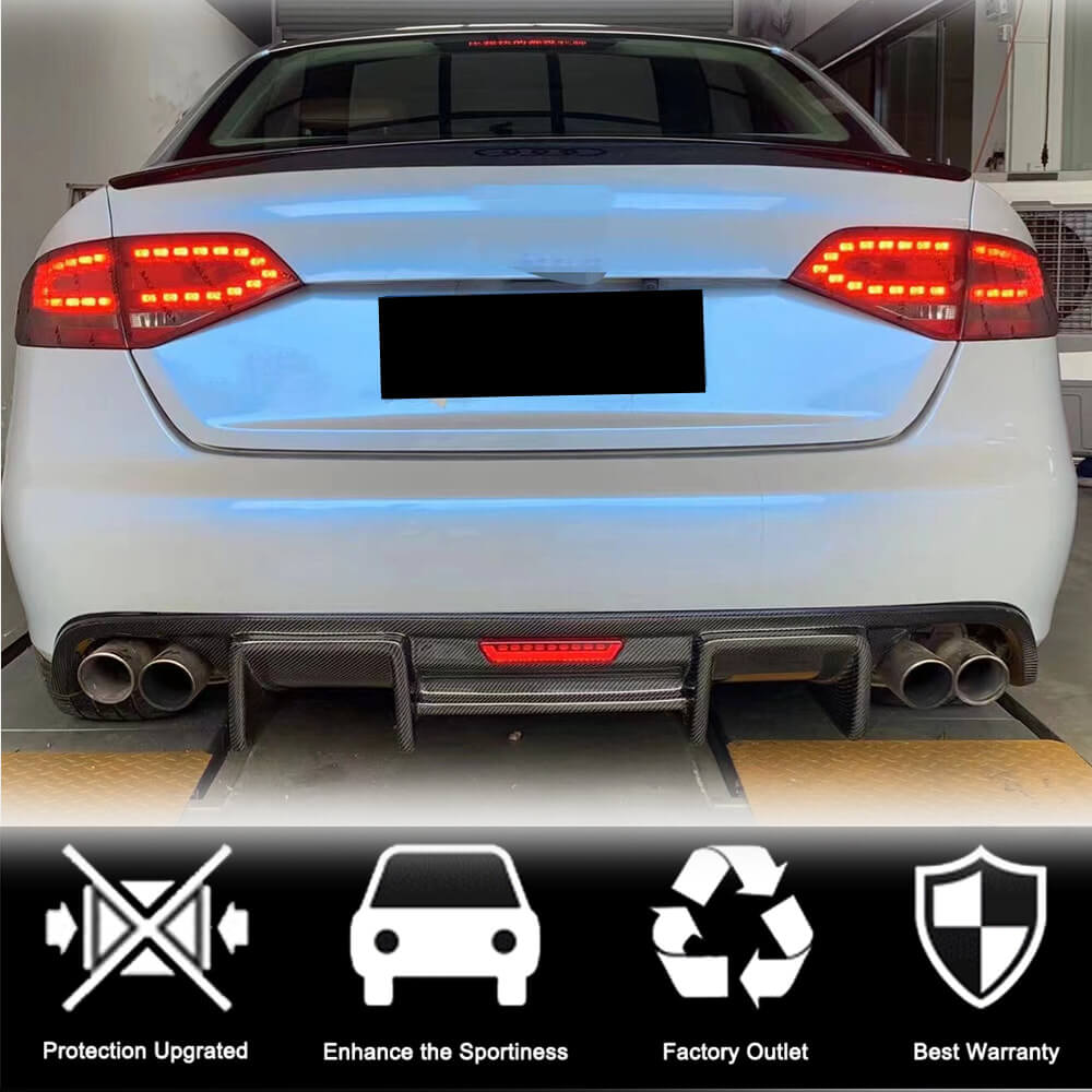Rear bumper diffuser V2 (for S4 2009-2012, Carbon) for Audi A4 B8 2007-2015 - image 5