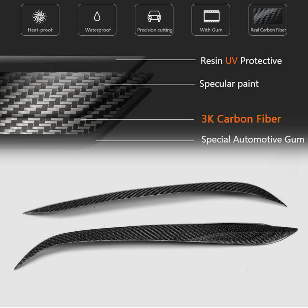 Headlight Eyebrows Lamp Eyelids Carbon Fiber for BMW 1 series E81/82/87/88 2004-2011 - image 5