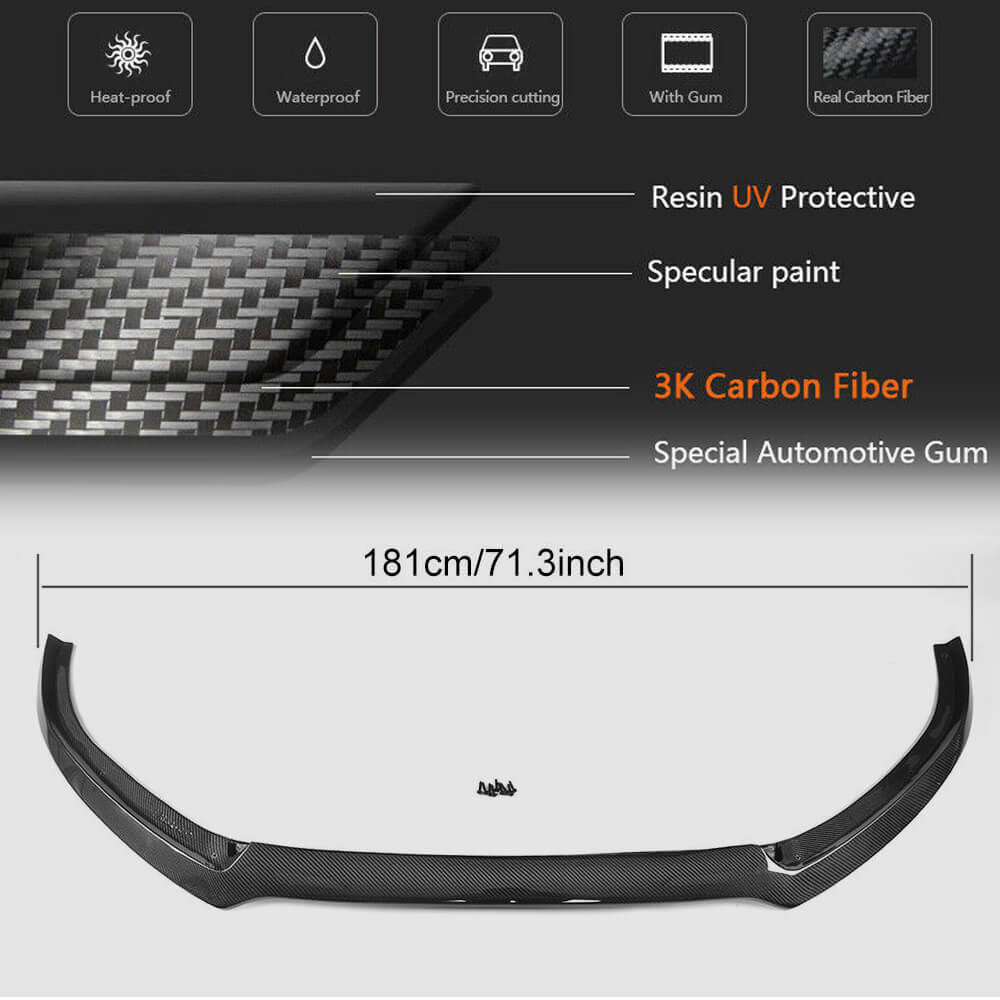 Front Bumper Lip Carbon V3 for S-Line 2014-2018 for Audi A6 C7 2011-2017 - image 5