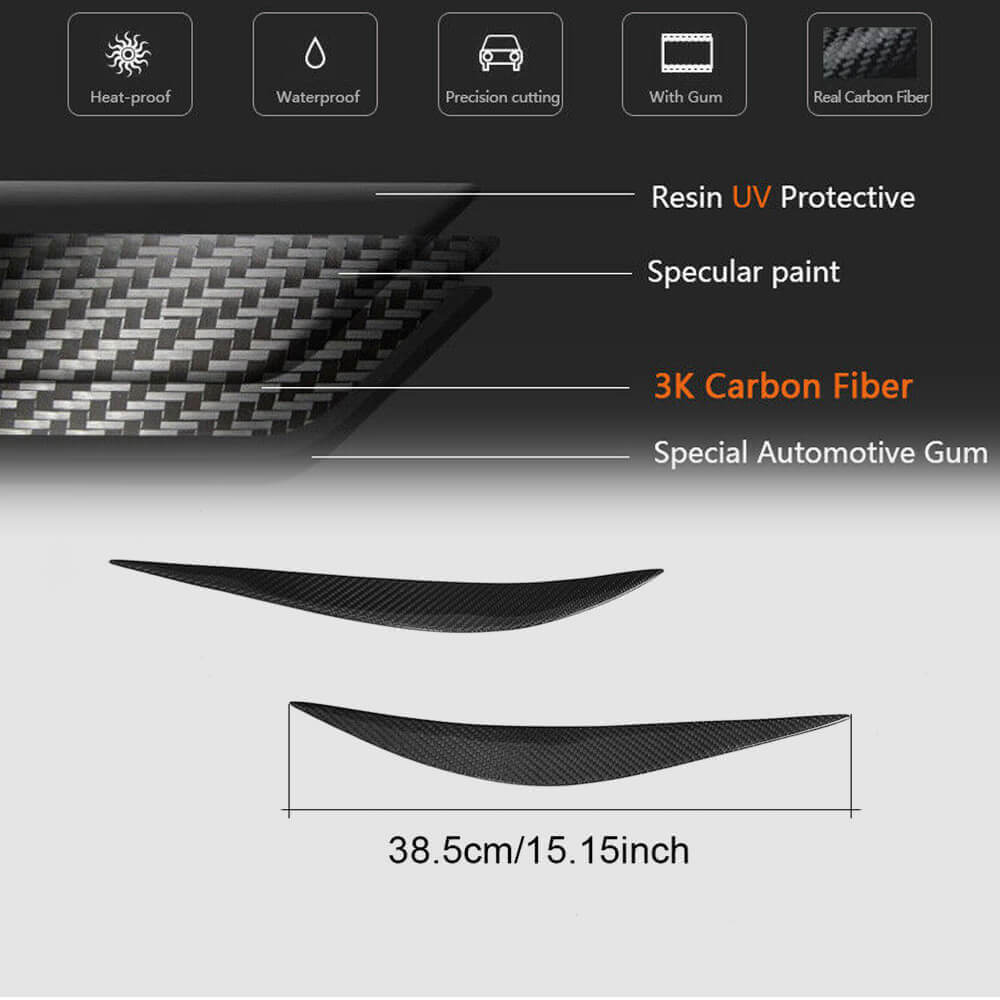 Headlight Eyebrows Lamp Eyelids Dry Carbon Fiber V1 for BMW 3 series F-30/31/34 2012-2019 - image 5