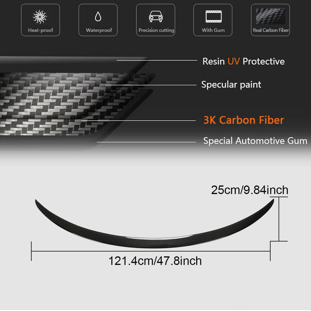 V3 Spoiler (2017-2023, Carbon) for Tesla Model 3 2017- - image 5