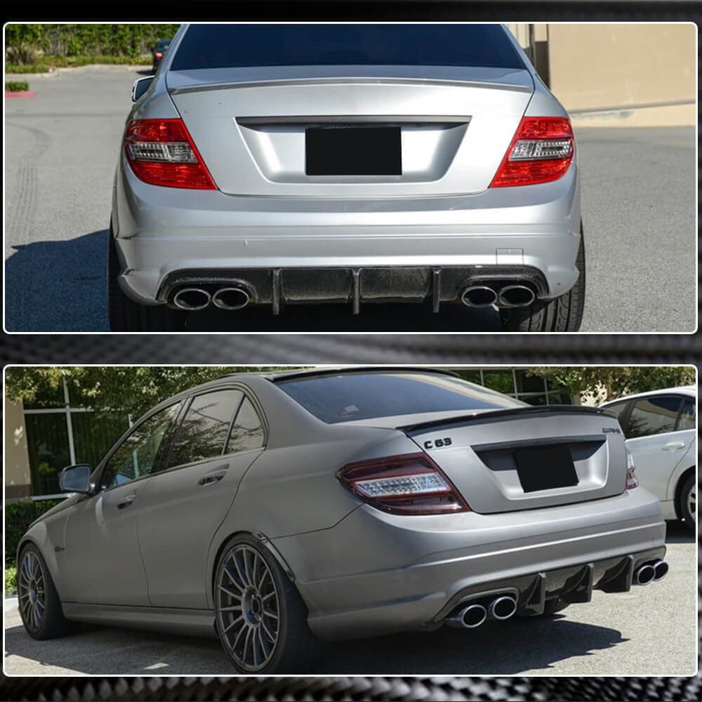 Rear Bumper Diffuser V2 (for AMG SD 2008-2011, Carbon) for Mercedes C-class W204 2007-2015 - image 5