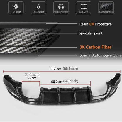 Rear Bumper Diffuser V2 (for Base/GTI HB 2012-2017, Carbon) for Volkswagen Golf 7/E-Golf 2012-2020 - image 5