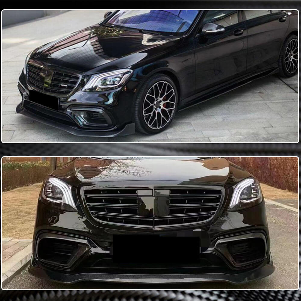 Front Bumper Lip Spoiler (for S63/S65 AMG 2018-2022, Carbon) for Mercedes S-сlass W222 2013-2022 - image 5