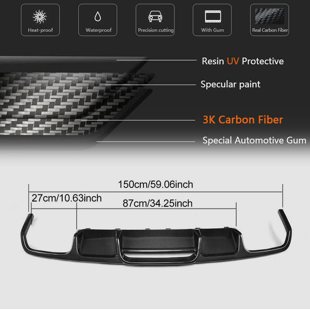 Rear Bumper Diffuser (for Base/CLS63 AMG 2015-2018, Carbon) for Mercedes CLS C218 2011-2018 - image 6