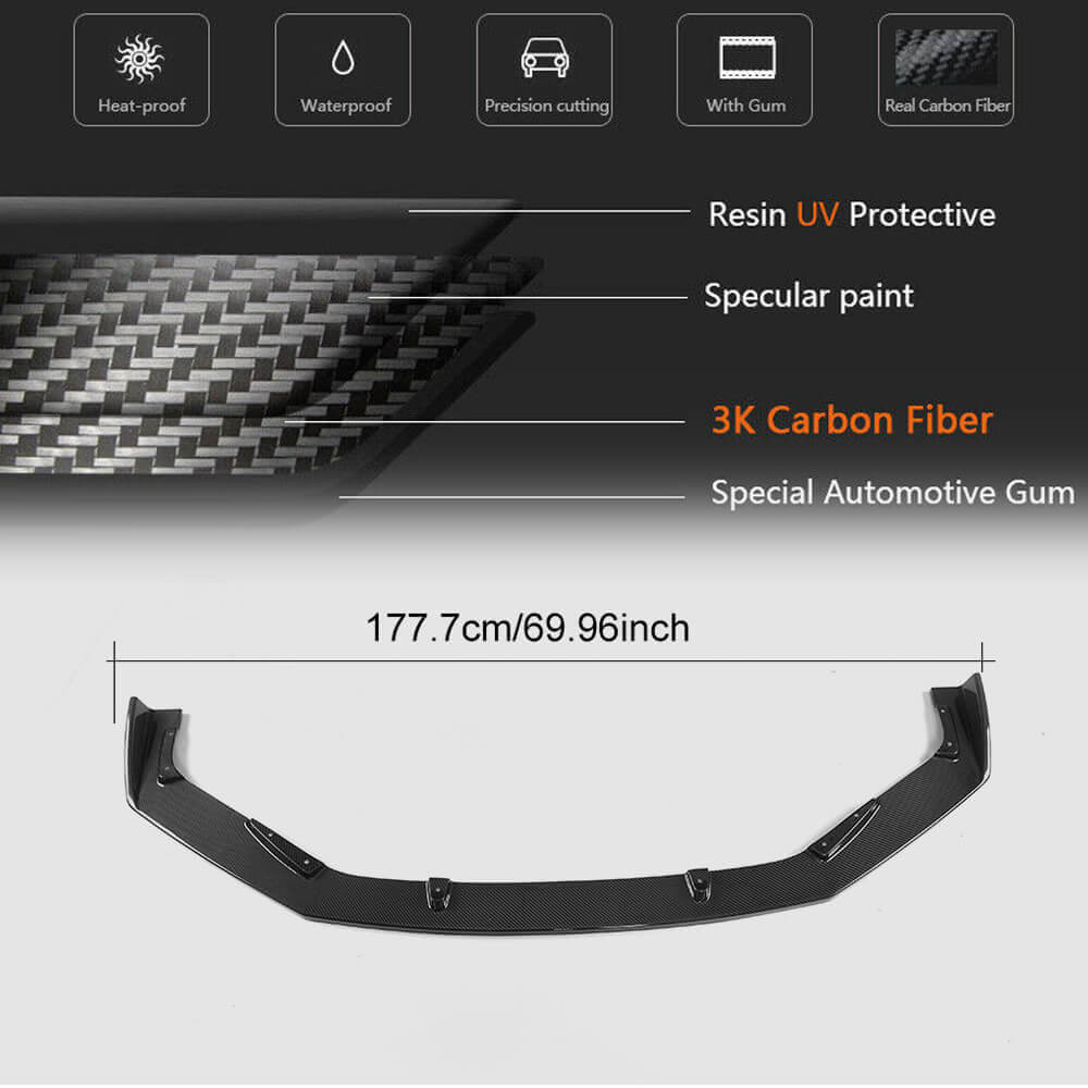 Front Bumper Lip Spoiler (for Base/F-Sport 2016-2020, Carbon) for Lexus IS 2013- - image 6