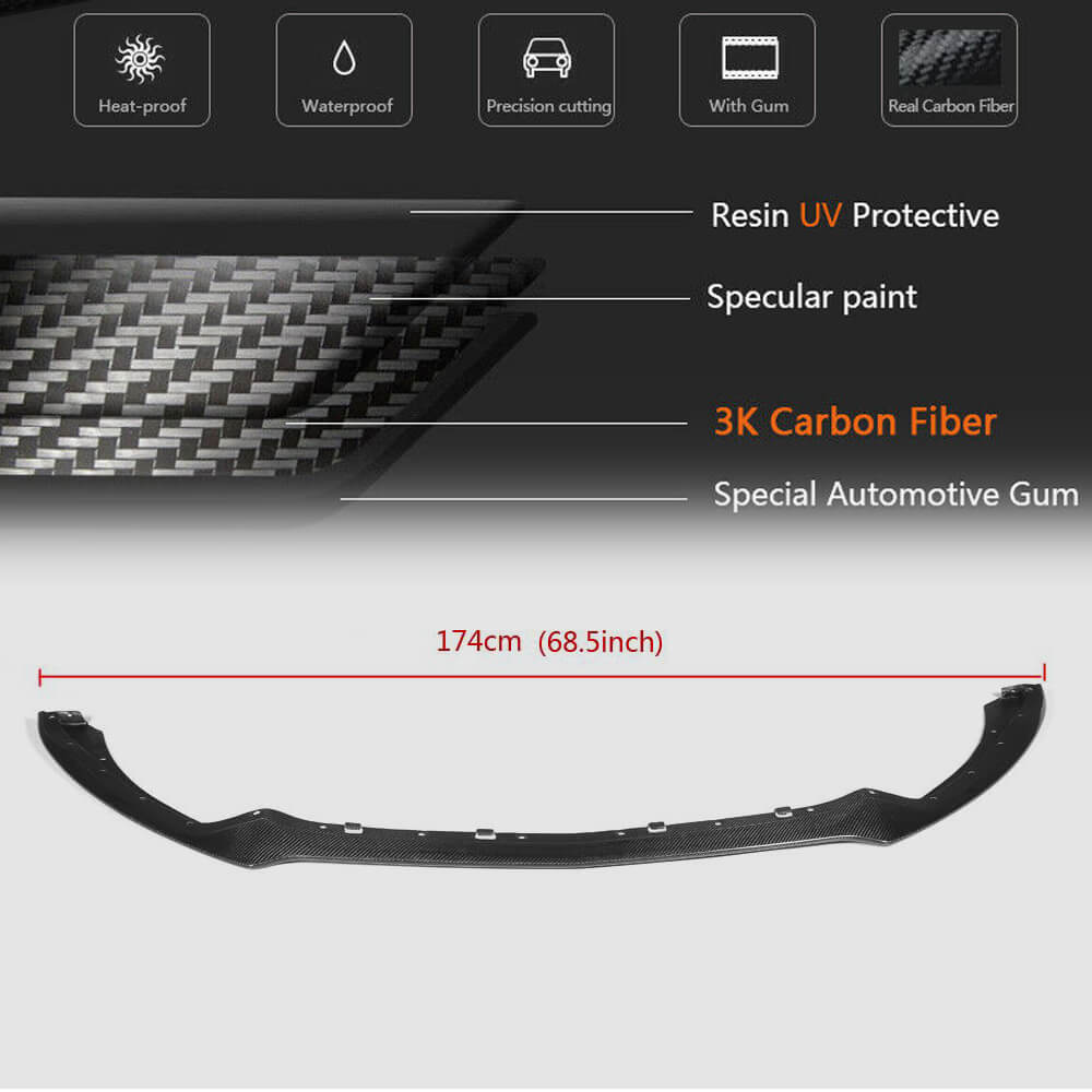 Front Bumper Lip (2015-2017, Carbon) for Ford Mustang 2015-2023 - image 6