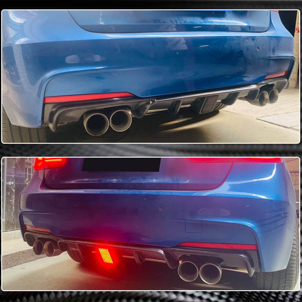 Rear Bumper Diffuser With brake light Carbon Fiber V9 (for M-Sport) for BMW 3 series F-30/31/34 2012-2019 - image 6