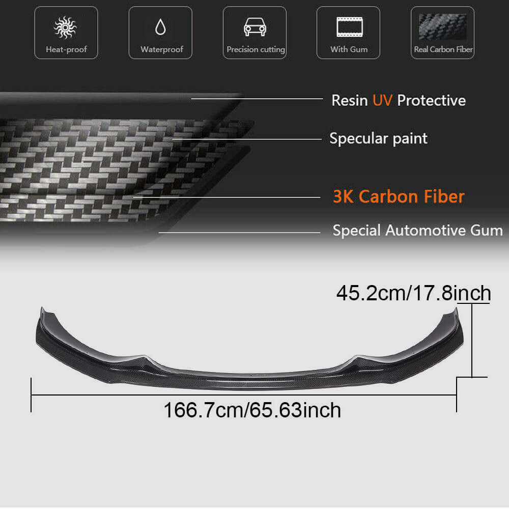 Front Bumper Lip V3 for M-Sport 2015-2019, Carbon for BMW 1 Series F20/F21 2011-2019 - image 6