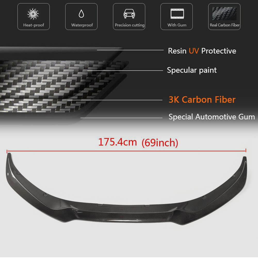 Lip front bumper overlay (2015-2019, Carbon) for Jaguar XE 2015- - image 6