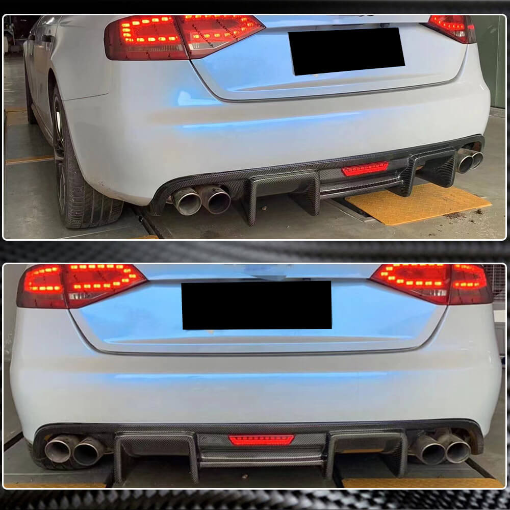 Rear bumper diffuser V2 (for S4 2009-2012, Carbon) for Audi A4 B8 2007-2015 - image 6