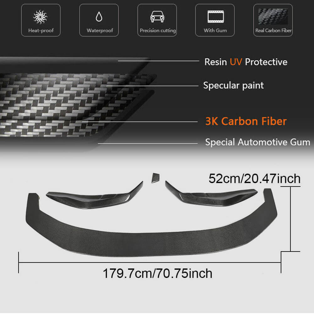 Front Bumper Lip V1 for M-Sport 2017-2020, Carbon for BMW 5 Series G30/31 2017-2023 - image 6